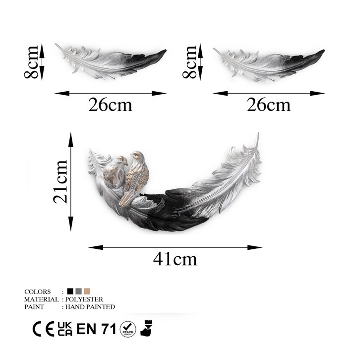 Aberto Design Love Birds - 1 Accesorio decorativo de pared Blanco y Negro